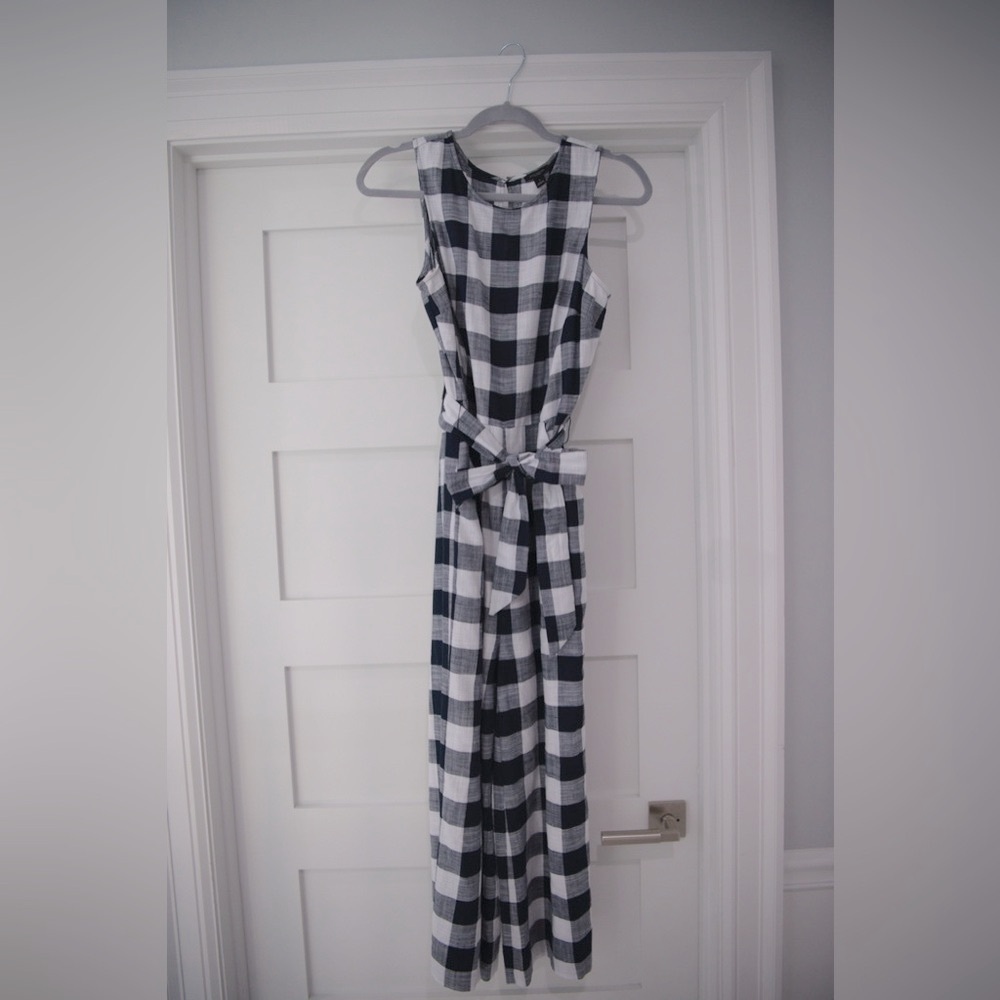 Ann Taylor Navy Gingham Jumpsuit